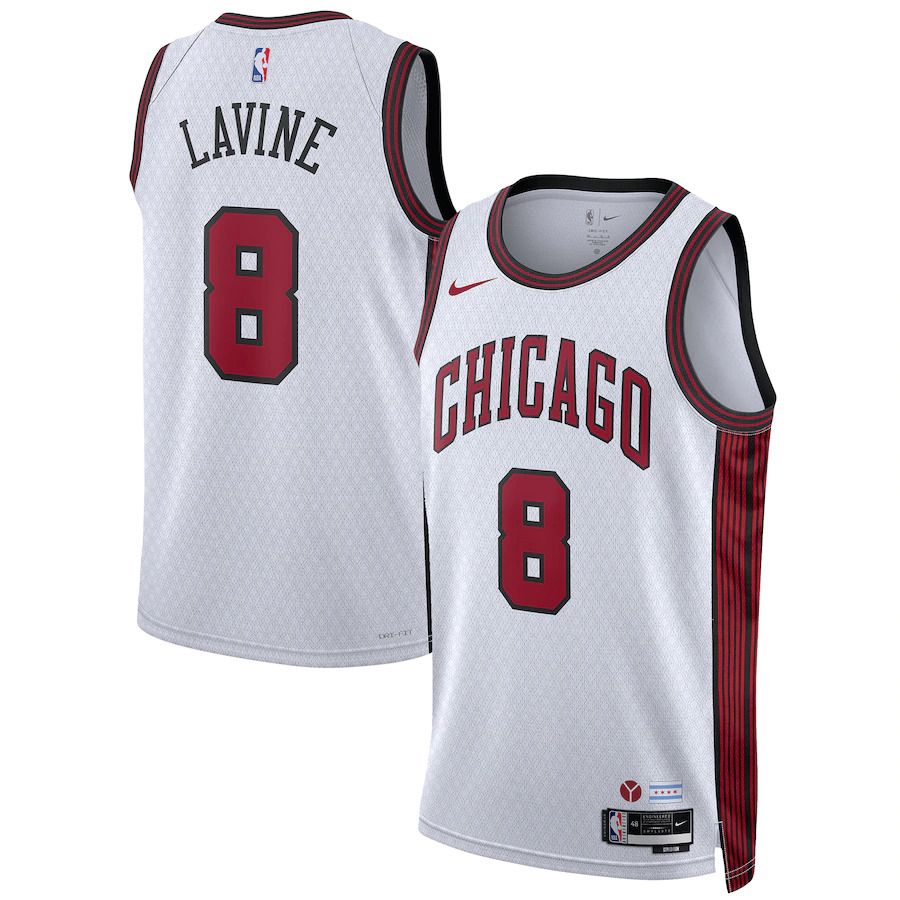 Men Chicago Bulls #8 Zach LaVine Nike White City Edition 2022-23 Swingman NBA Jersey